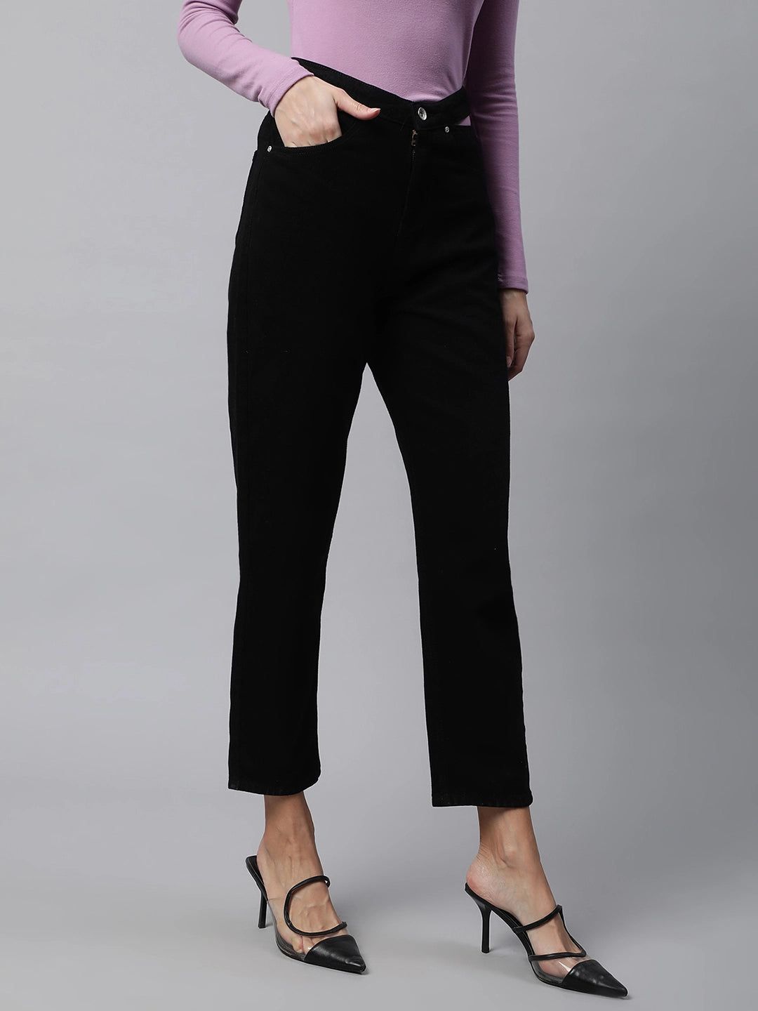 women black high rise jeans