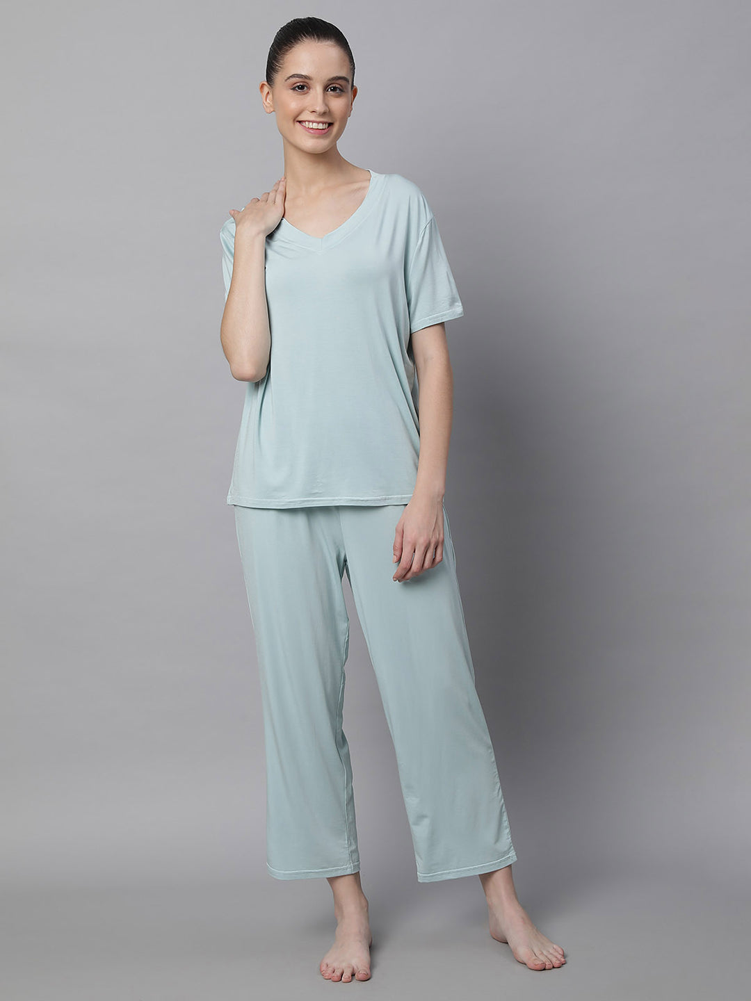 loose fitting night dress Stylish Loose-Fit Long Sleeves Muslin Nightgown – Aes Studio main image 1