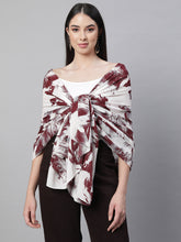 Women Wine & White Printed Stole