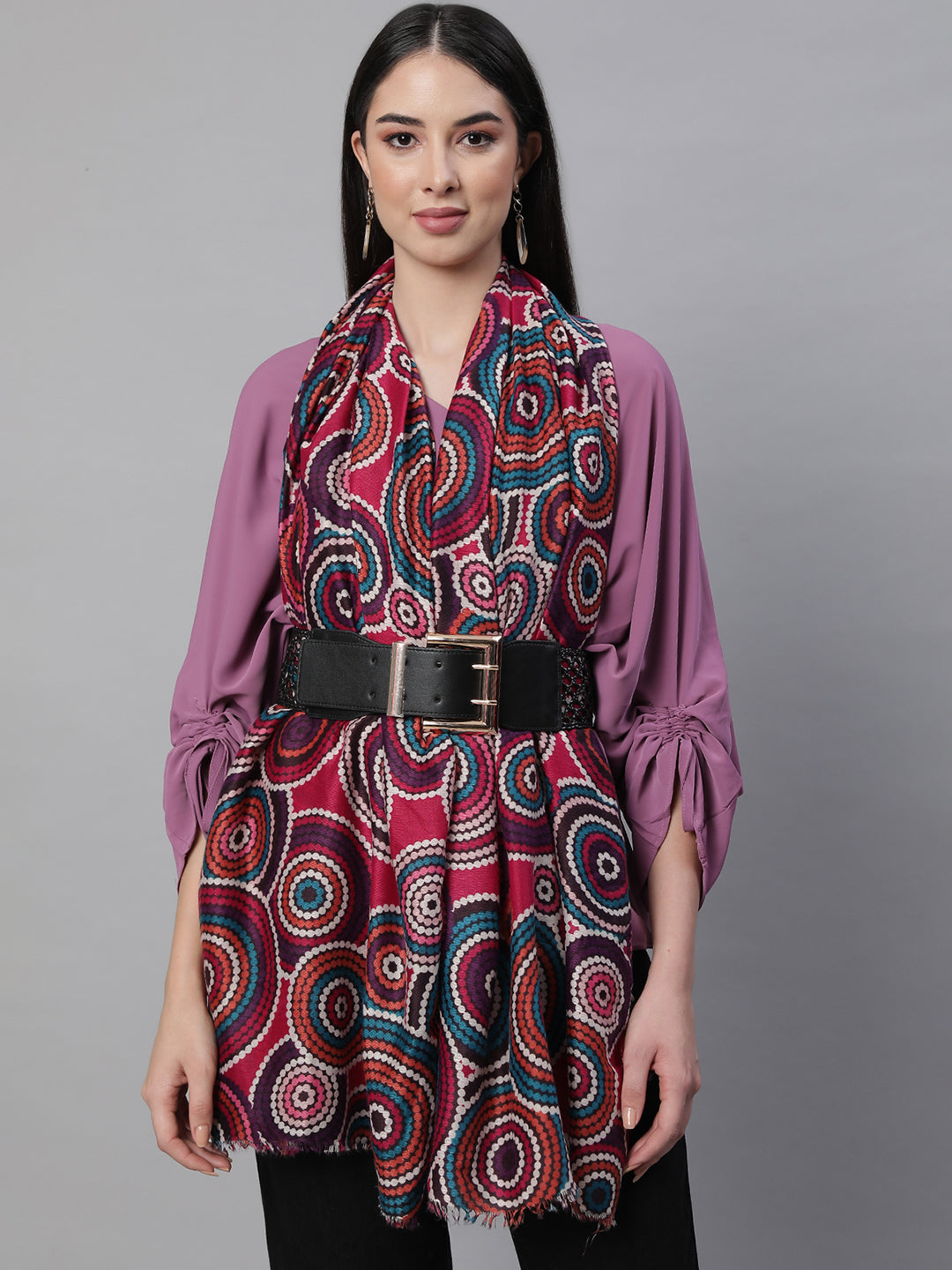 Women Maroon Printed Stole - Global Republic