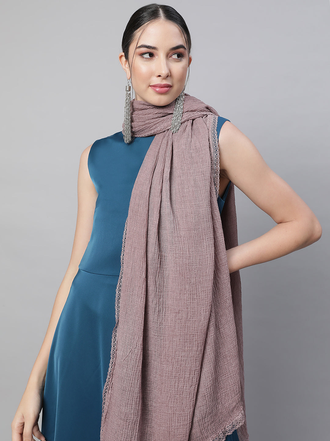 Women Mauve Solid Stole - Global Republic