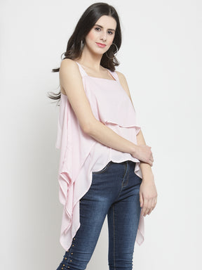 Women Pink Solid Square Neck Tops