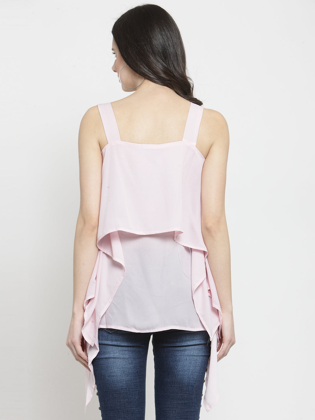 Women Pink Solid Square Neck Tops