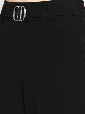 Women Solid Black Culottes