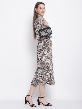 Leopart Print Knee Length Dress