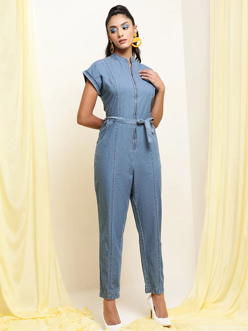 Women Bluish Denim Jumpsuit