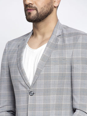 Men Grey Checked 2-Piece Suit