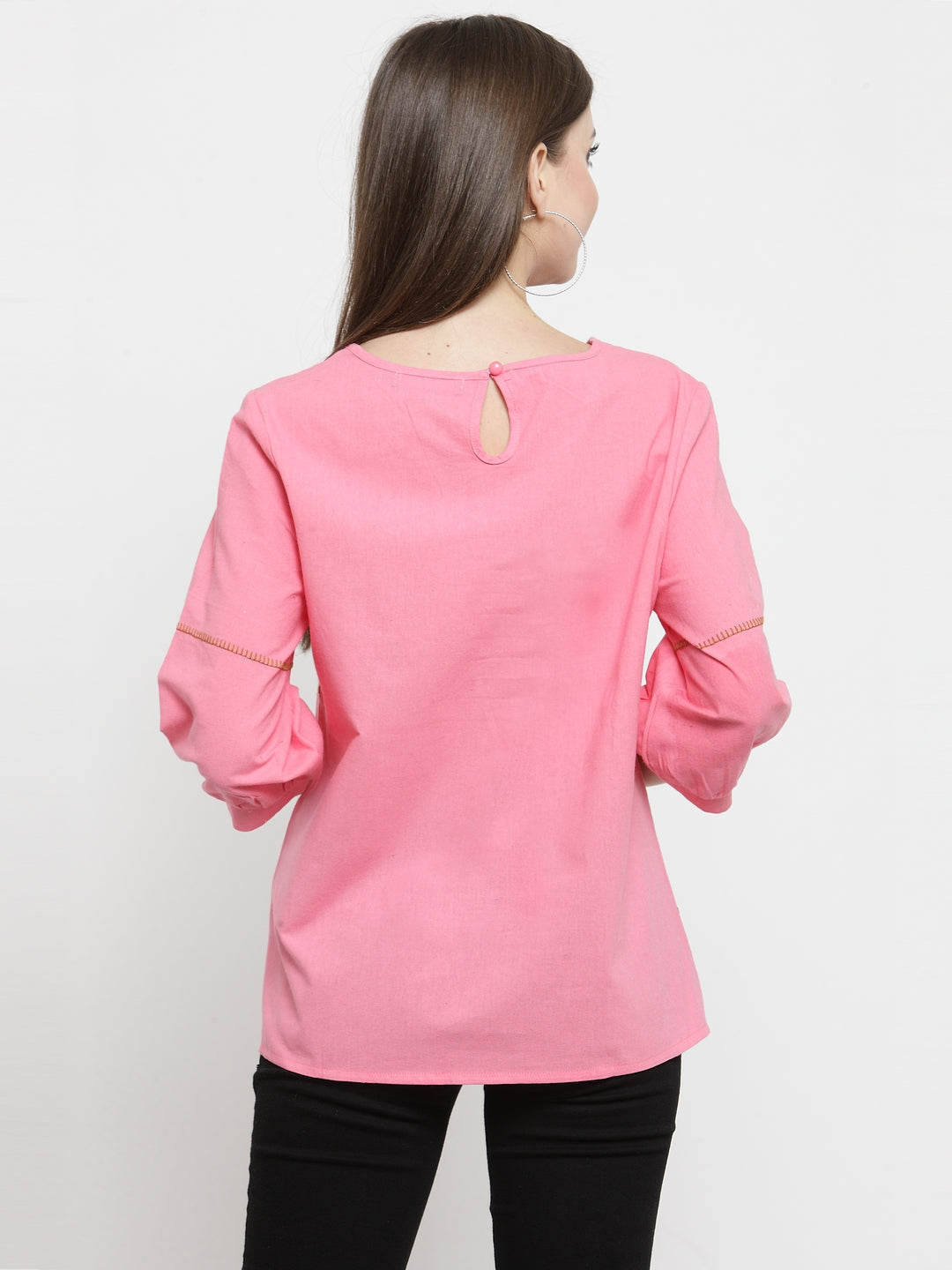 Women Printed Red Round Neck Top