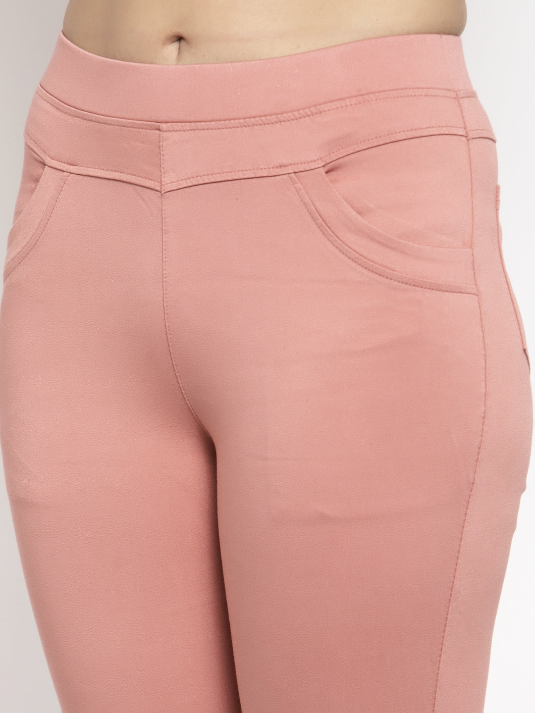 Women Lotus Pink  Mid-Rise Stretchable Jegging
