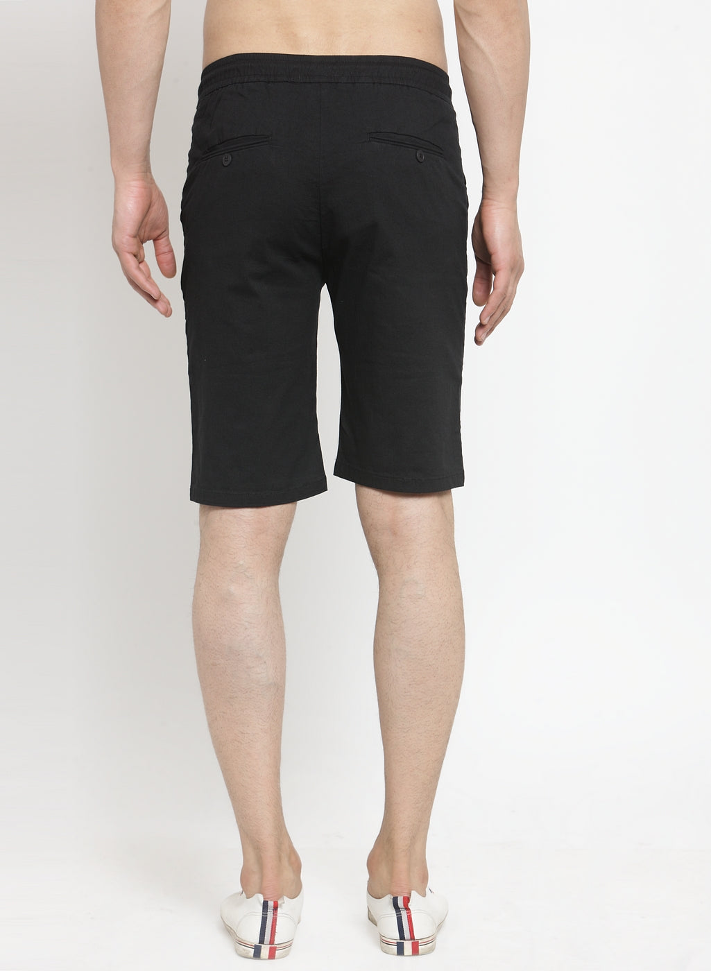 Men Black Solid Regular Fit Regular Shorts