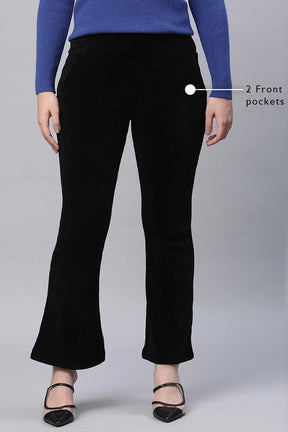 Black Cordroy High Rise Bootcut Jegging