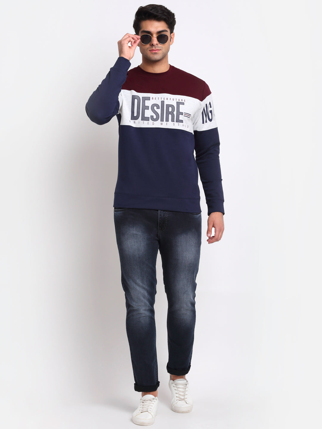 Men Multi Round Neck Hosiery Printed Sweatshirt