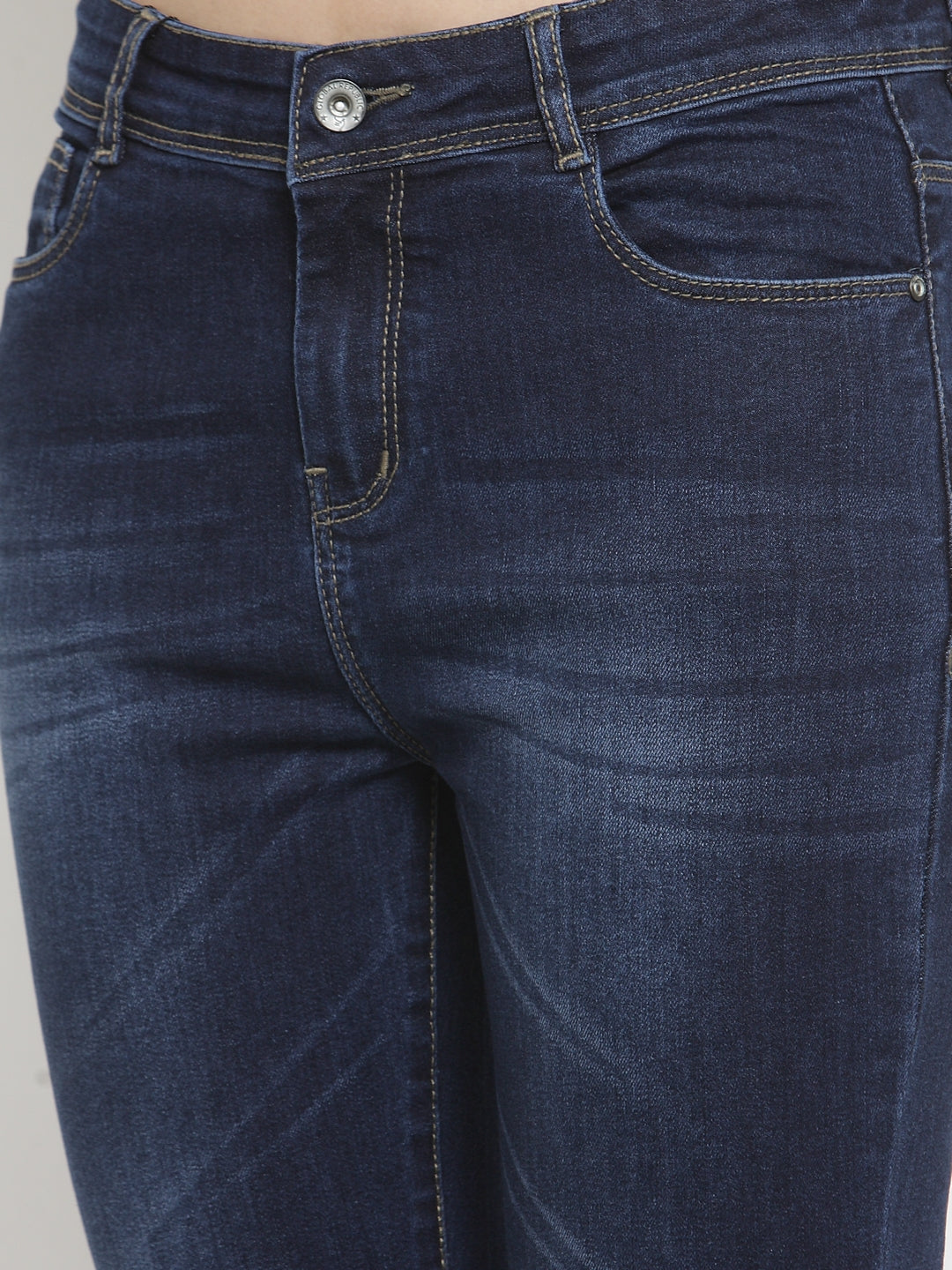 Women Blue Flared Denim Jeans