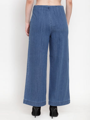 Women Blue Denim Straight Fitted Jeans