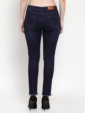 Women Dark Blue Denim Skinny Fitted Jeans
