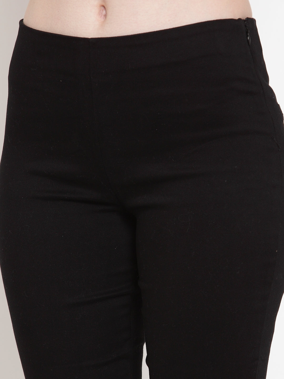 Women Black Viscose Lycra Solid Trouser