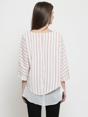 Women White Georgette Layered Top