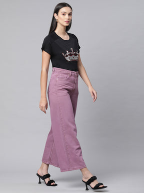 purple loose fit ultra flared jeans