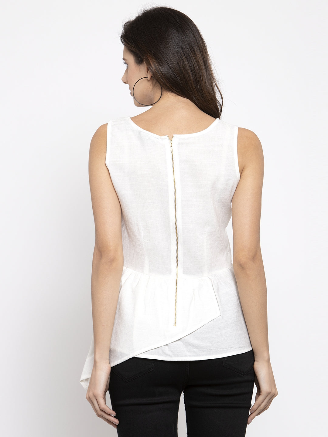 Women White A-Line Fit Drop Waist Top