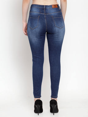 Women Dark Blue Denim Solid Jeans