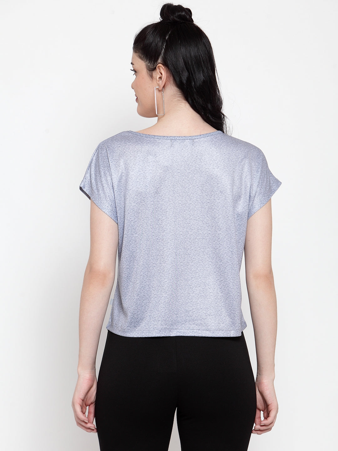 Women Steel Grey Printed T-Shirt