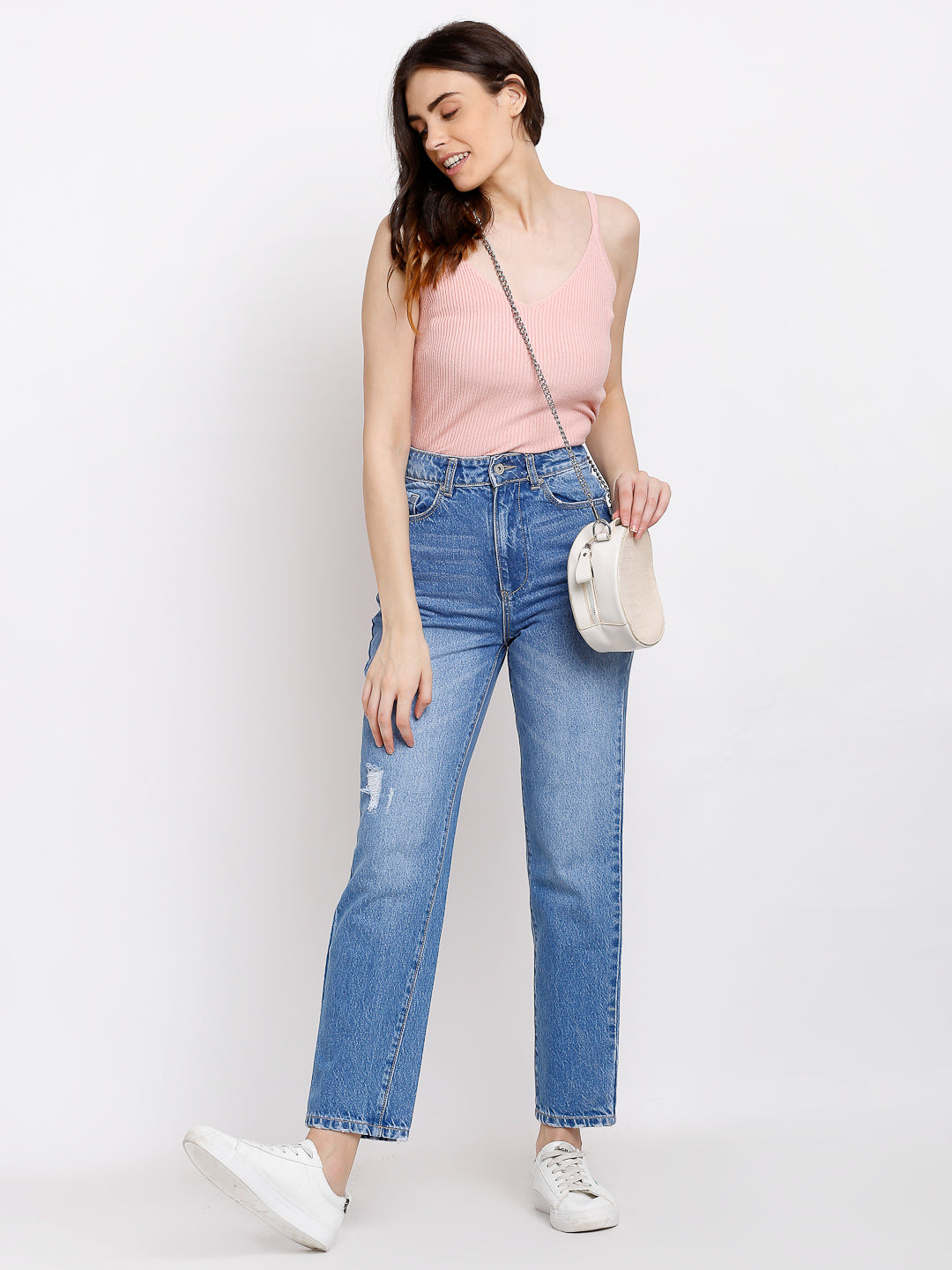 Women Blue Denim Solid Ankle Length Jeans