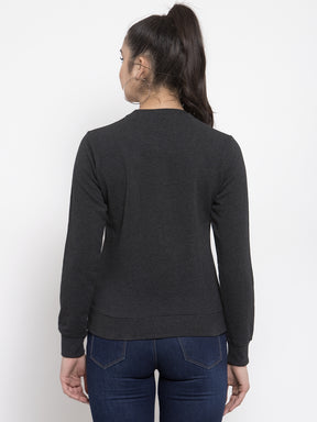 Women Grey Round Neck Sweatshirt