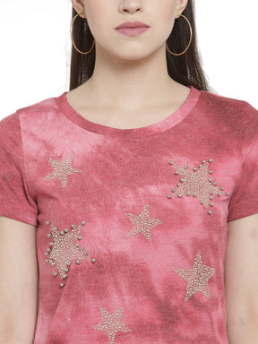 Women Pink  Round Neck Regular Fit T-Shirts