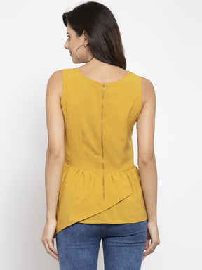 Women Mustard A-Line Fit Drop Waist Top