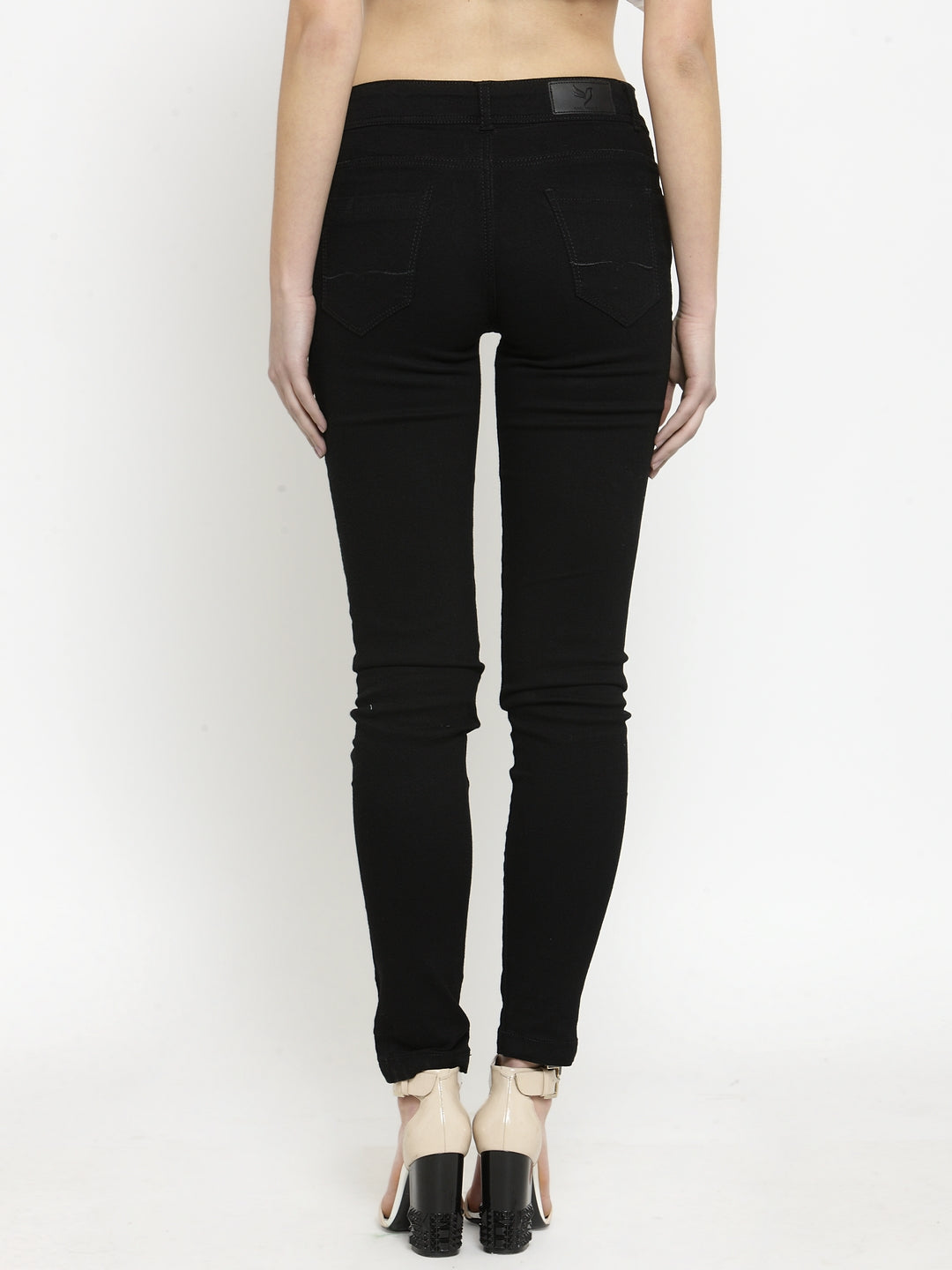Women Black Solid Jeans - Global Republic