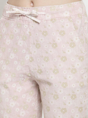 Women Baby Pink Floral Printed Lower