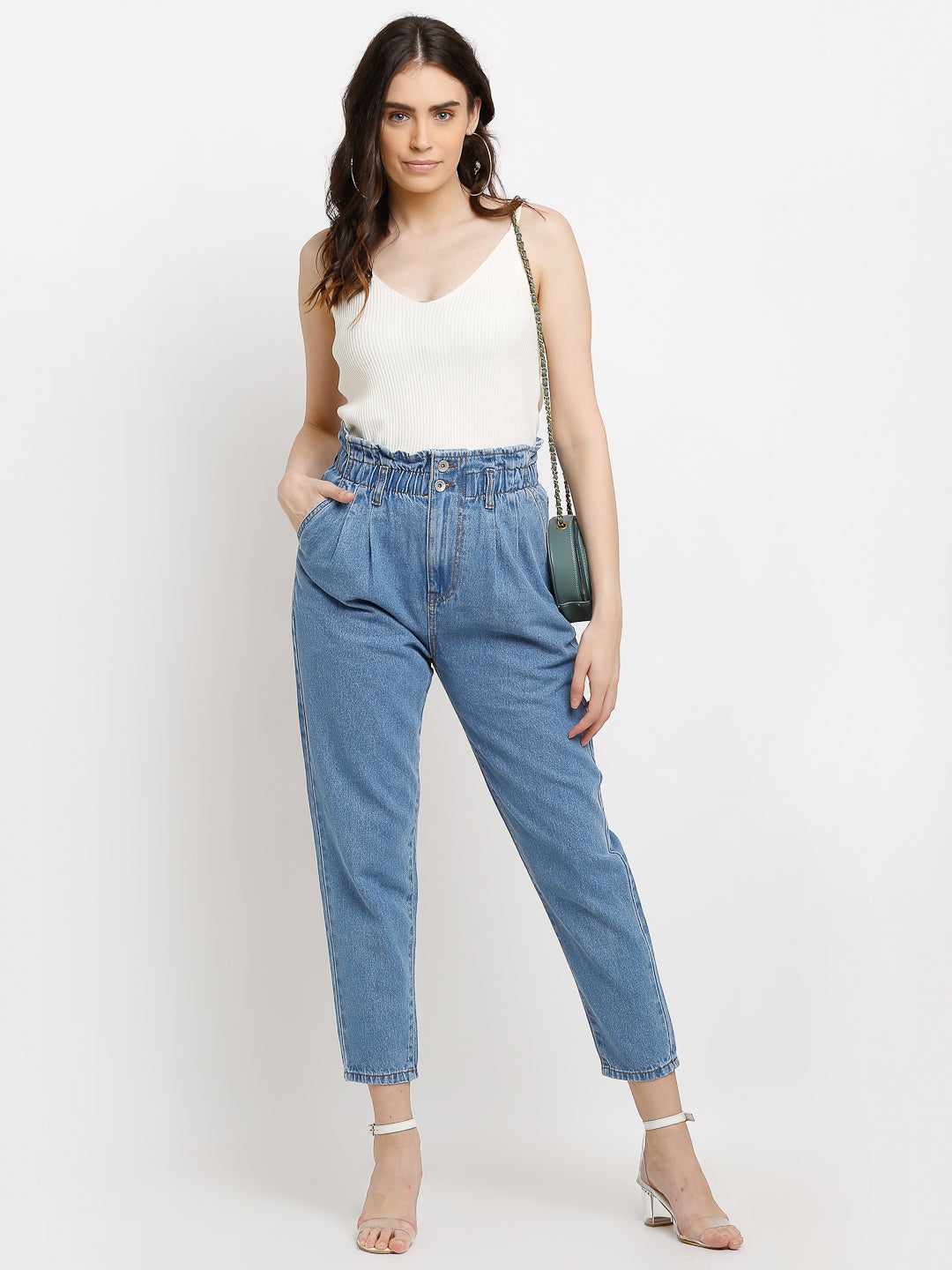 Black Classic Paperbag Skinny Pants High Waist Wide Leg Paper Bag Waist Skinny Jeans Curves Blue Black Classic Paperbag Skinny Pants High Waist Wide Leg Paper Bag Waist Skinny Jeans Curves Blue