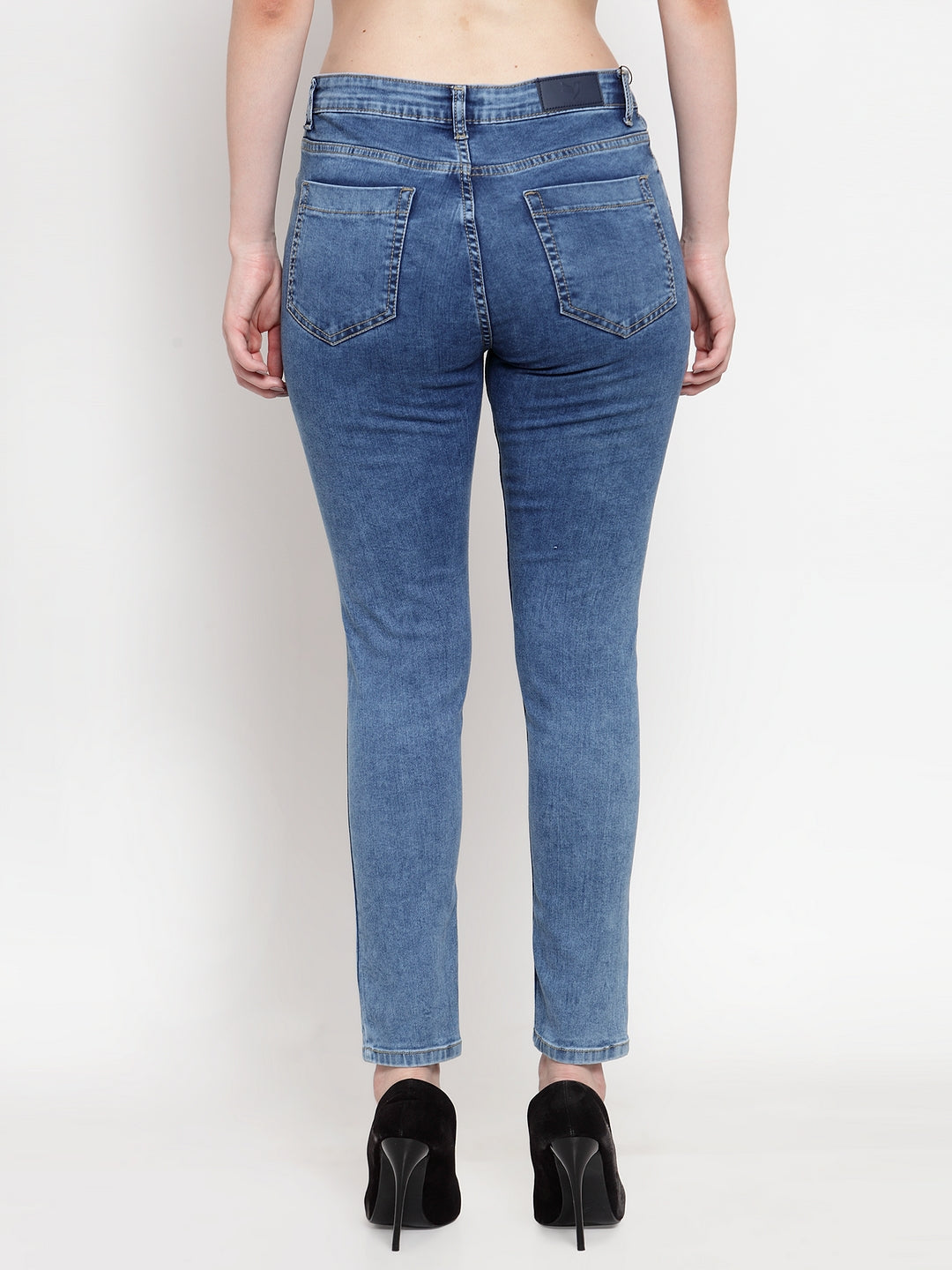 Women Blue Denim Straight Fitted Jeans