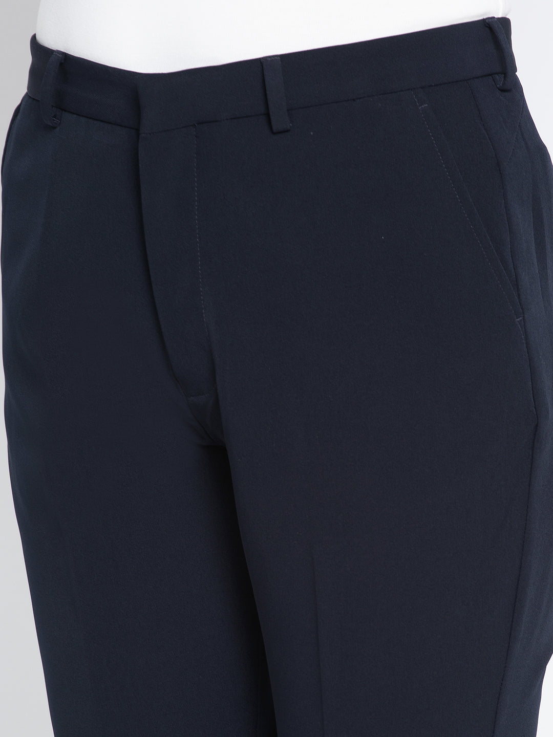 Women Navy Blue Solid Trousers