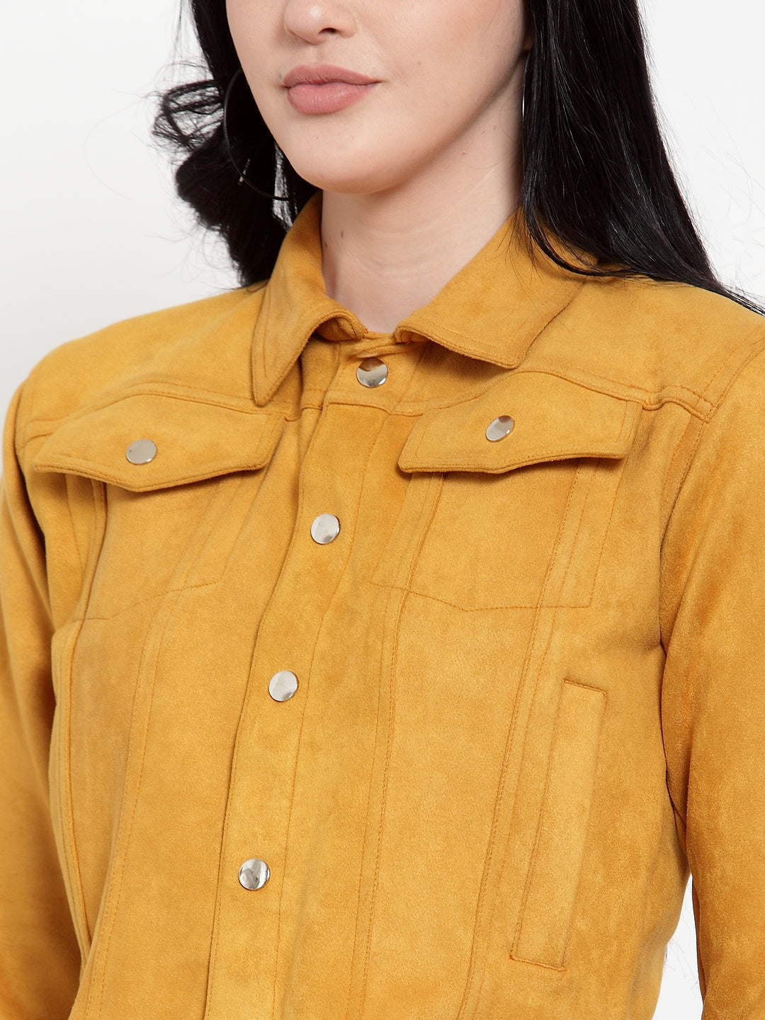 Women Mustard Sweet Solid Jacket