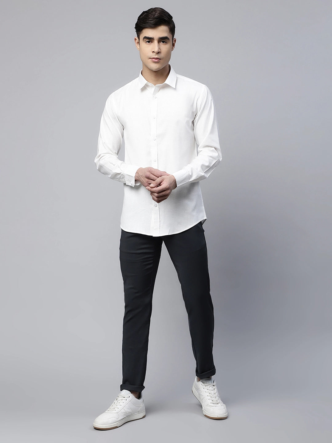 Mens Green Regular Fit Mid Rise Trouser - Global Republic