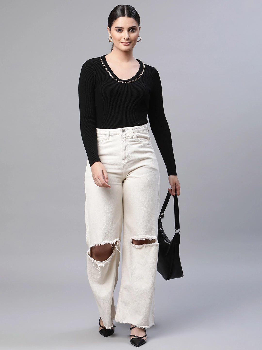 women off white denim jeans