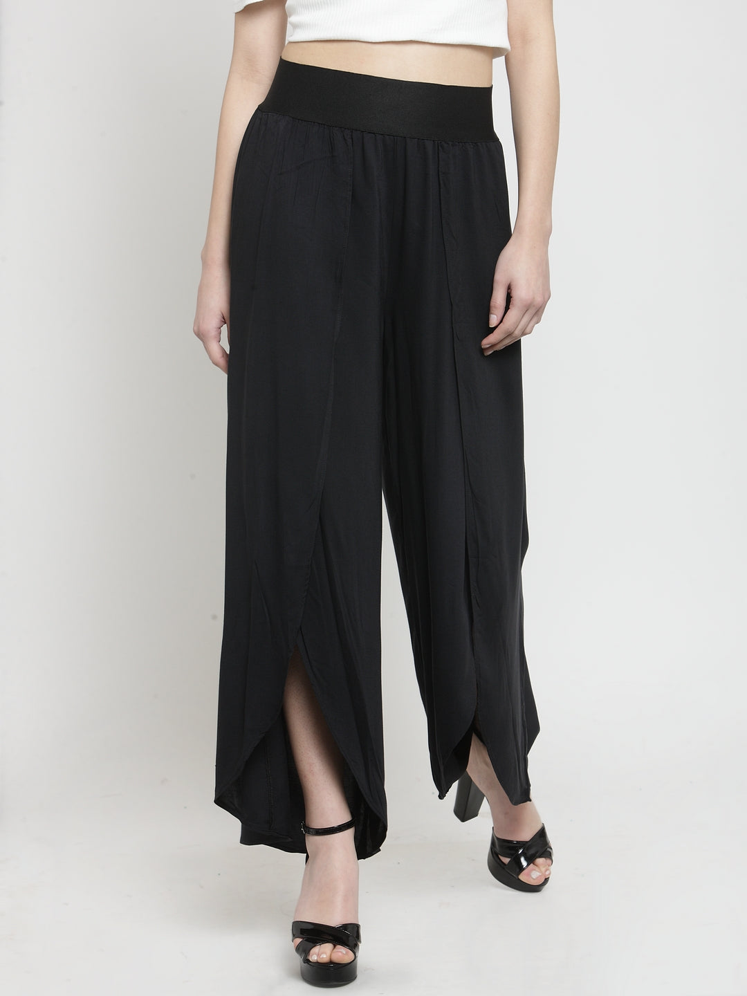 Black Palazzo With Tulip Hem