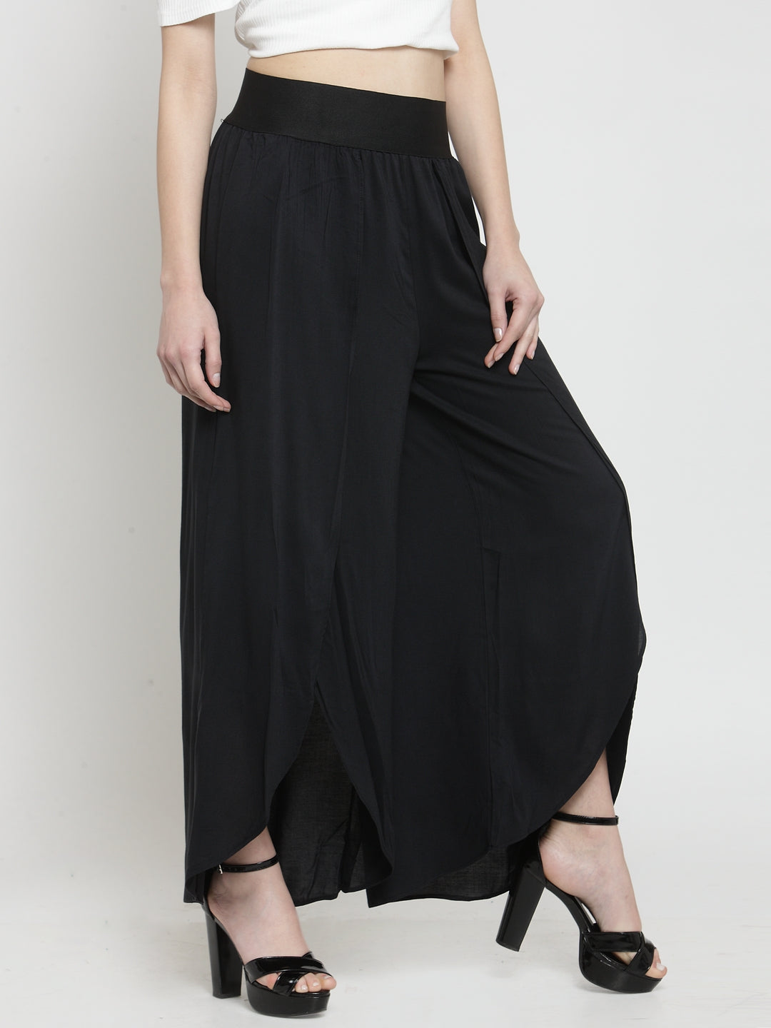 Black Palazzo With Tulip Hem