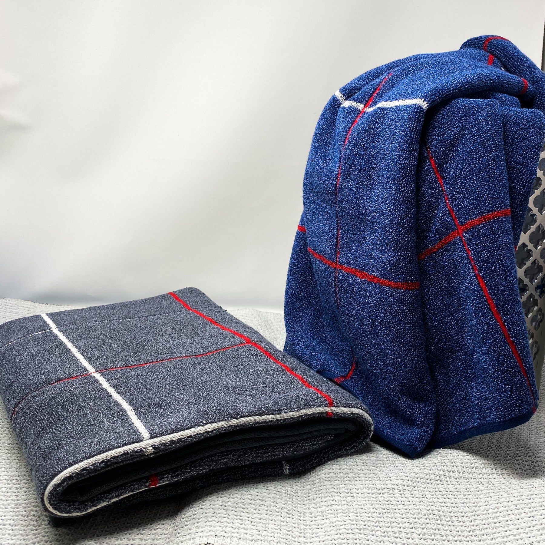 Blue and Grey Super Absorbent Bath Towel (70x140) - Pack of 2