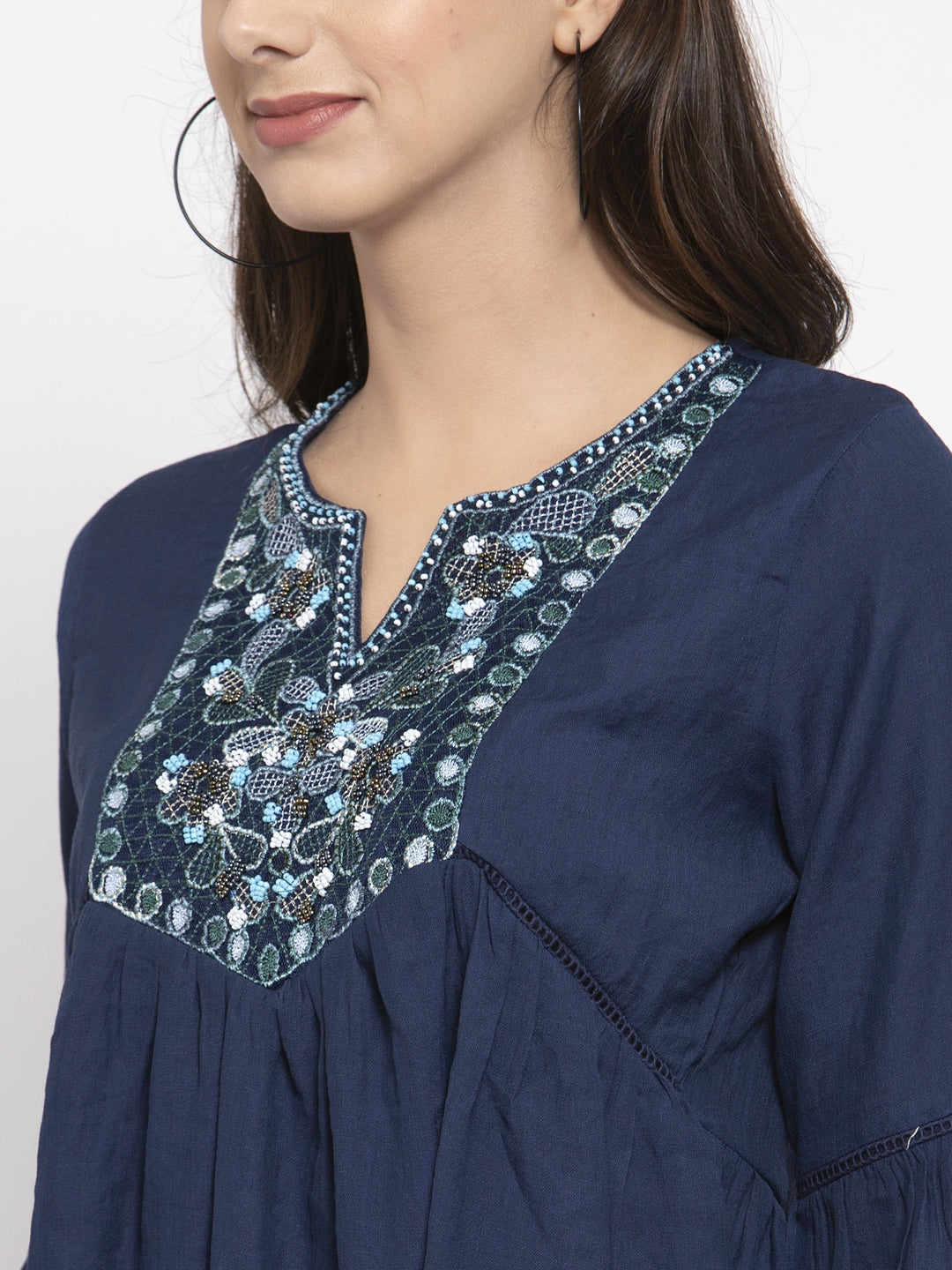 Women Peplum Embroidered Top