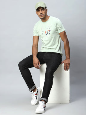 Men Alpha printed Sea Green T-Shirt