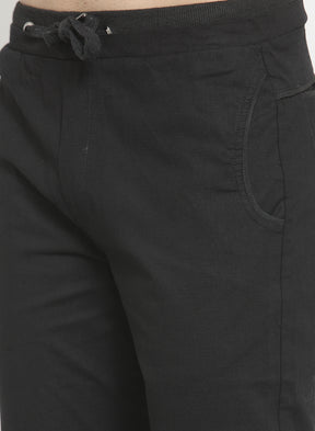 Mens Solid Black Cotton Lower