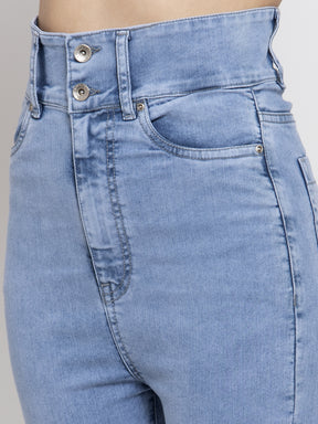 women high waist skin fit light blue jeans