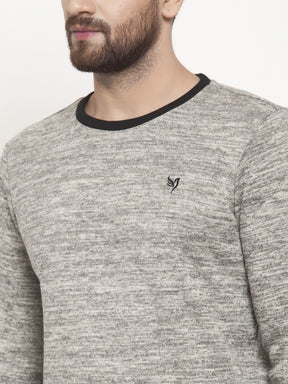 Mens Grey Round Neck Full Sleeve Sweatshirt