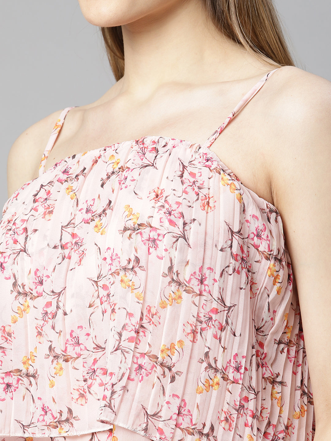 women dusty pink floral printed dress