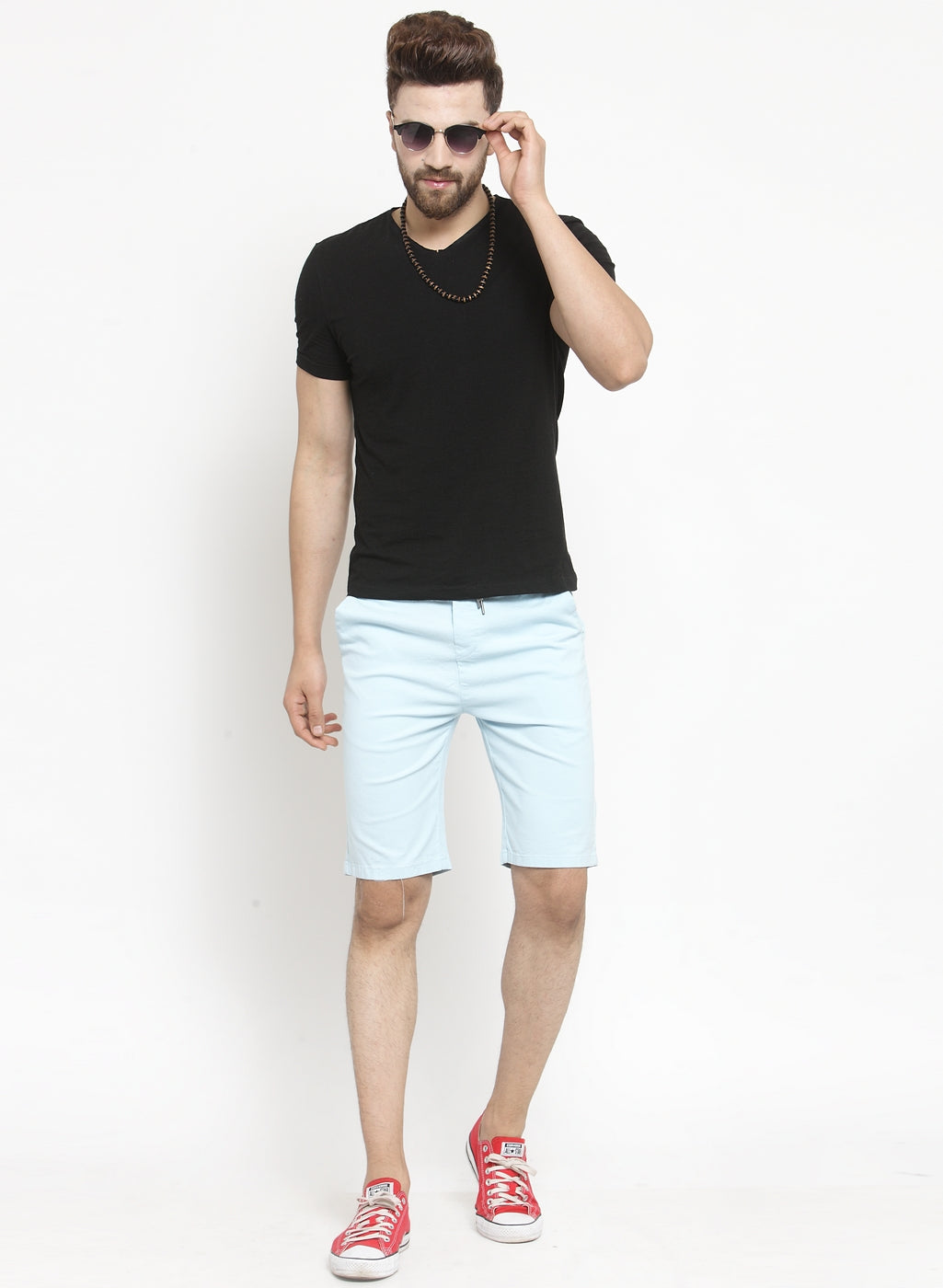 Men Black Solid Regular Fit Regular Shorts