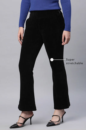 Black Cordroy High Rise Bootcut Jegging