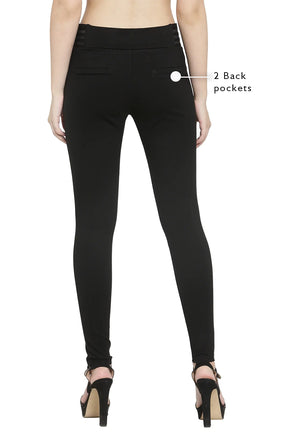 skinny fit solid black stretchable jeggings