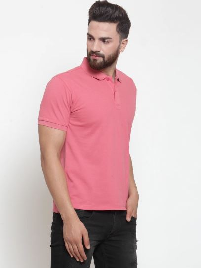 Mens Plain Navy And Pink Combo Of 2 Polo T-Shirts